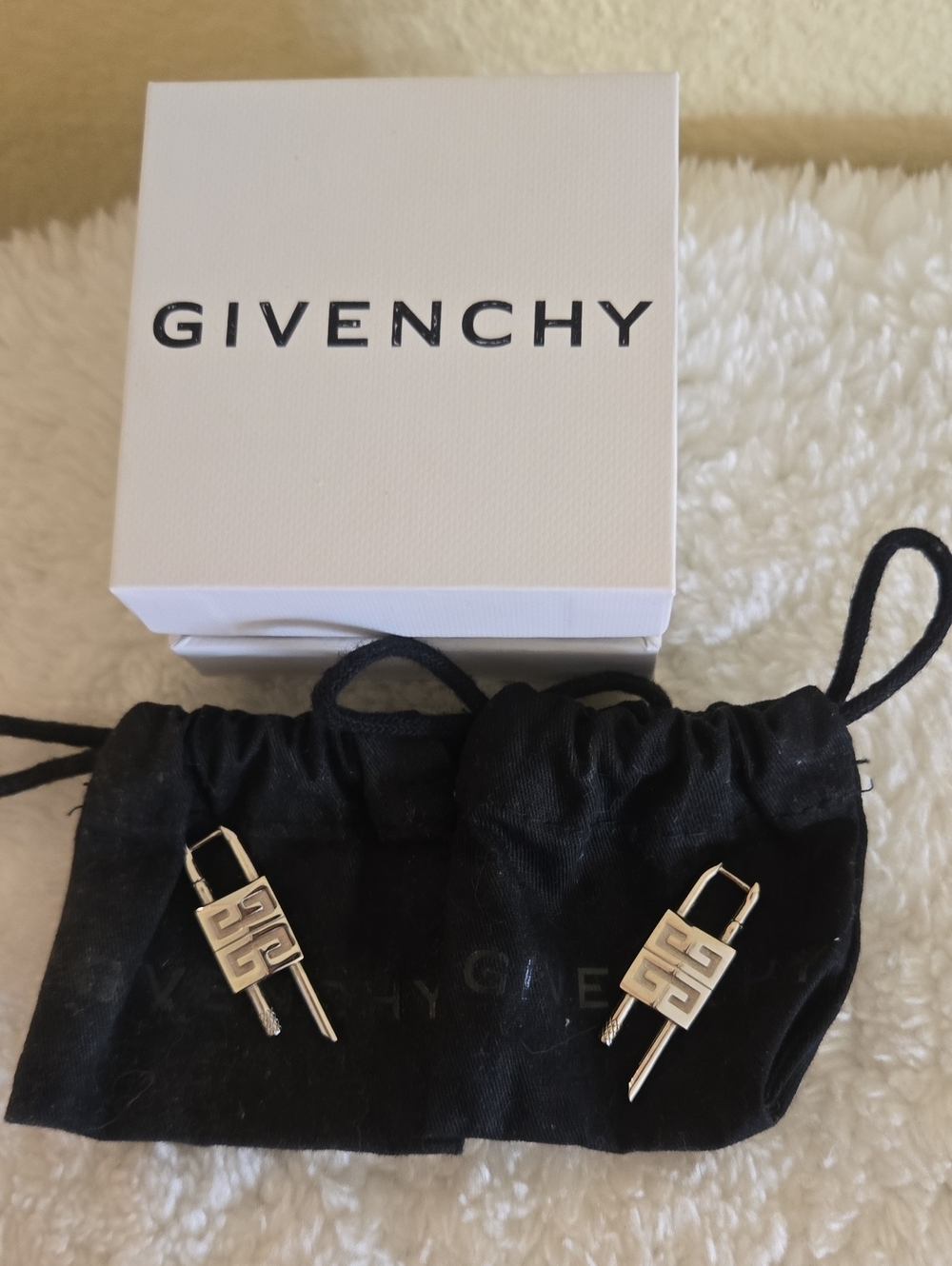 Authentic Givenchy Silvertone Lock S Earrings